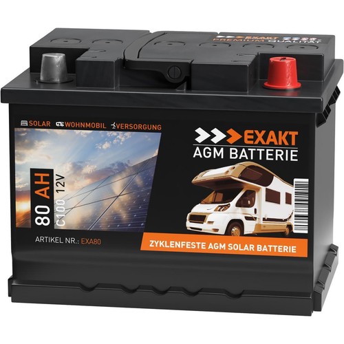 Agm solarbatterie 80ah 12v - 80ah,